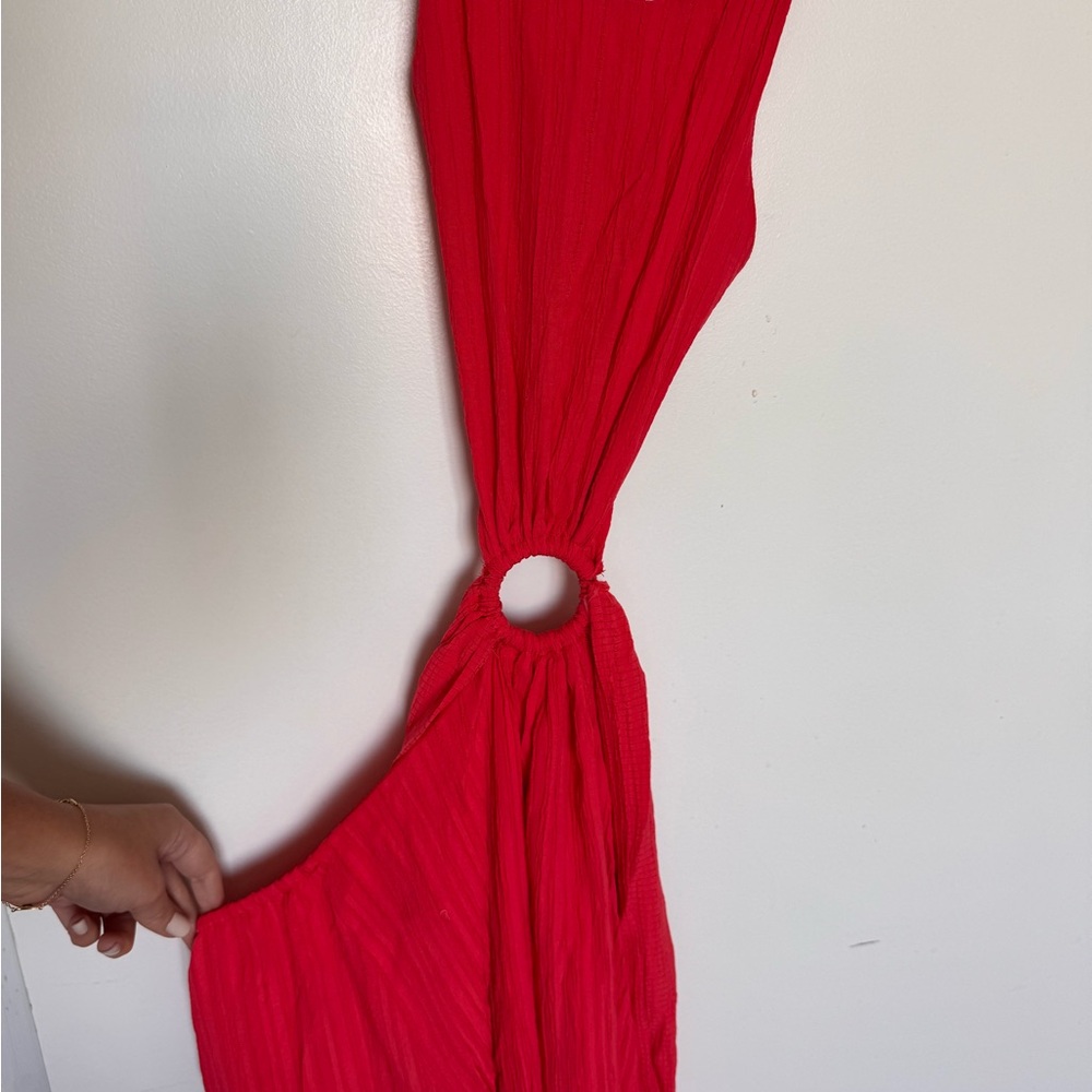 HYFVE Red Cut Out Ring Accent Midi Halter Sleeveless Dress Size S - Picture 6 of 7